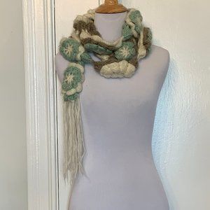 NWOT green and cream floral scarf